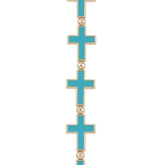 Blue Enamel Metal Cross Beads, 21mm by Bead Landing&#x2122;
